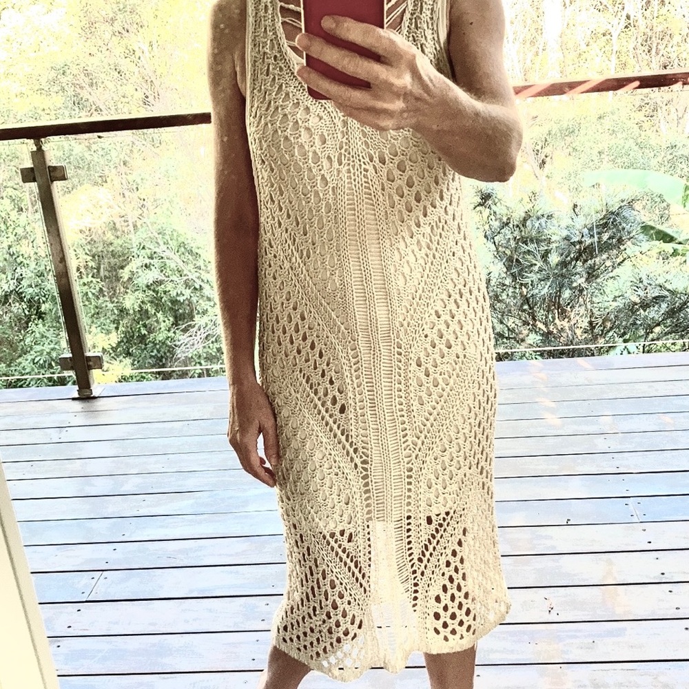Vintage ICE crochet dress 70’s style SIZE M 🌸Fully lined - Picture 5 of 9